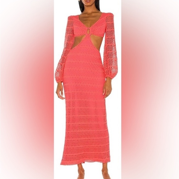 PatBO Coral Cutout Crochet Dress size 6 New w/ Tags - Picture 1 of 11